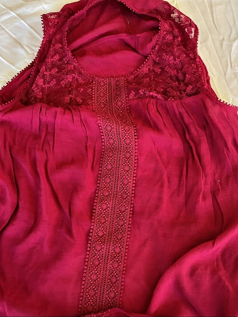 Zac & Rachel Floral Lace Tunic Pink Size Small